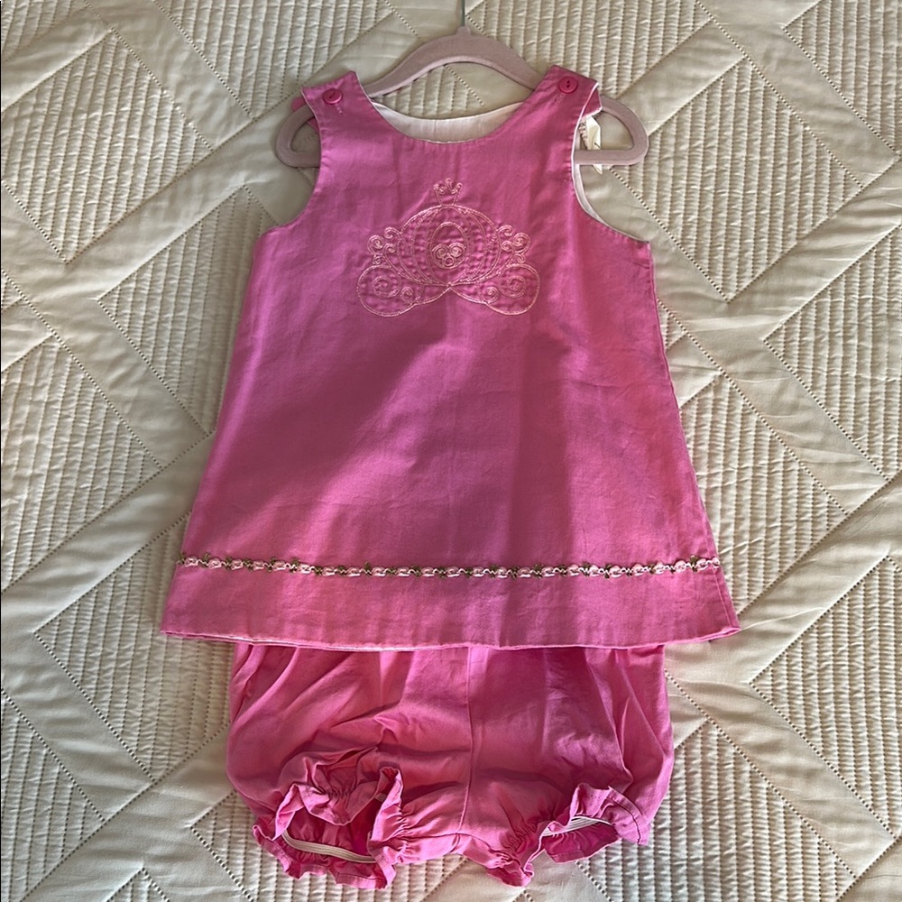 Girls Pink Embroidered Two-Piece Outfit
